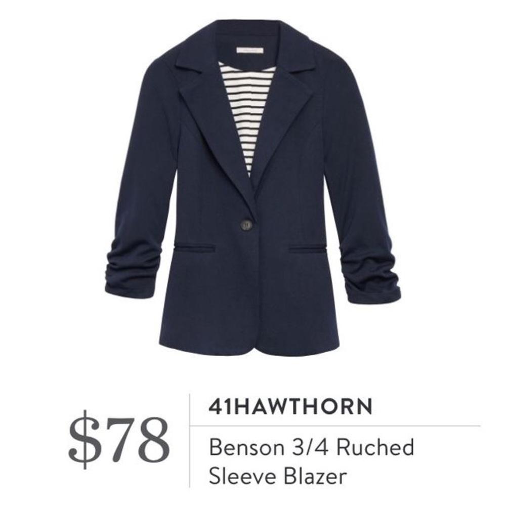 41 Hawthorn Dark Black Ruched Sleeve Blazer